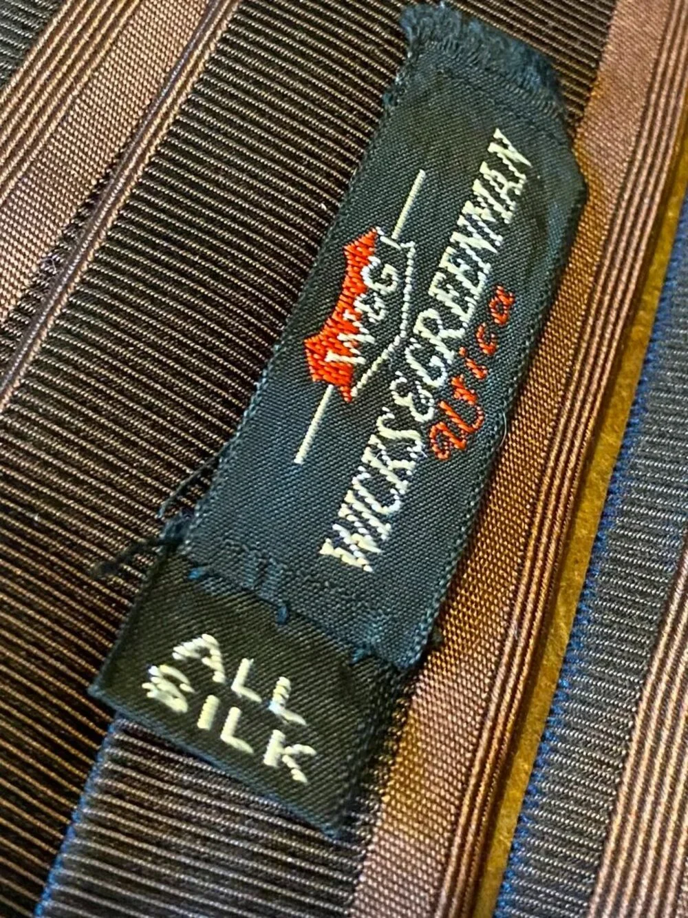 50s Wicks Greenman Dark Chocolate Milk Chocolate Brown Stripe Slim Tie Vintage